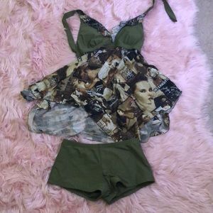 Full coverage two piece bathing suit